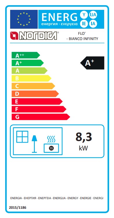 Nordica FLÒ 7114500 Stufa a legna aria calda ventilata 8 kw - bianco  infinity rivestimento in maiolica