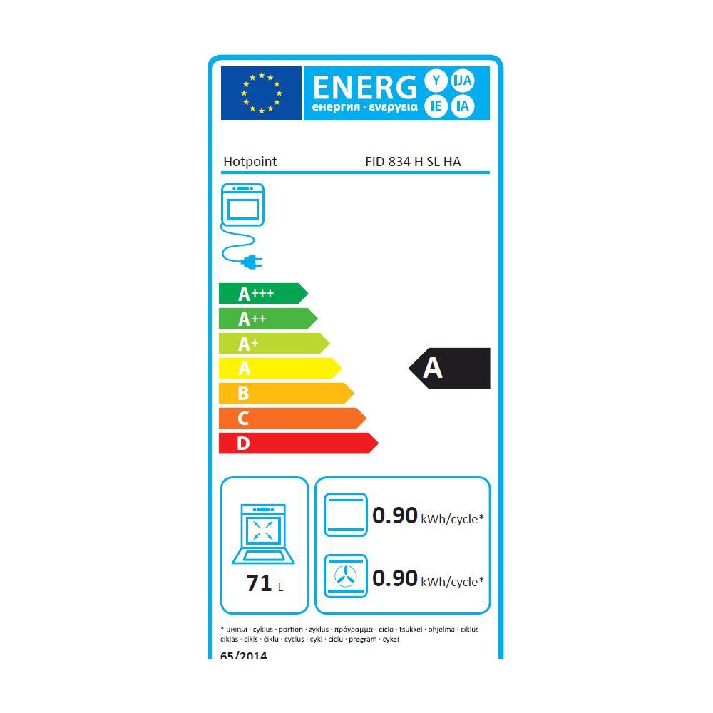 Hotpoint FID 834 H MR HA Forno elettrico Multifunzione da Incasso Ventilato  Capacita' 71 Litri Classe